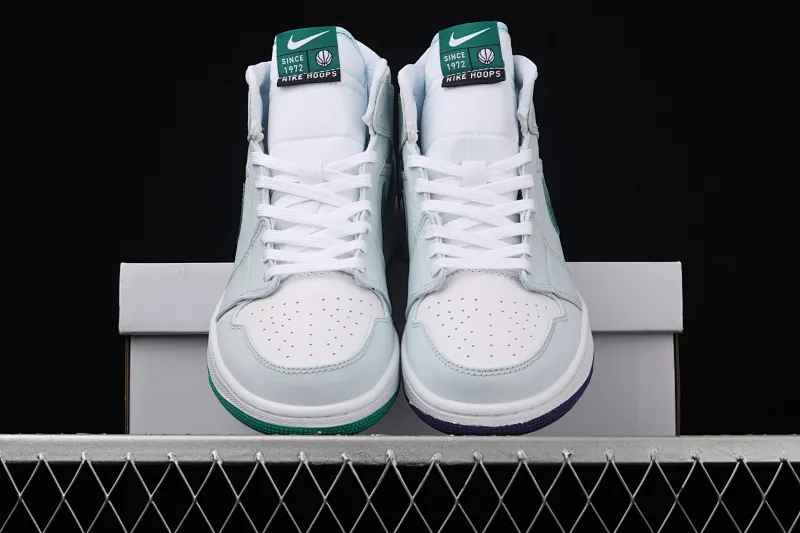 All categories Air Jordan Jordan series basketball shoes Air Jordan 1 High Air Jordan 1 Breathe CenterAJ1 Joe 1 mid-top white green purple mandarin duck CW5853-100